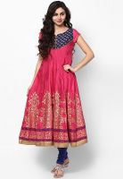 G Polyester Blend Pink Anarkali