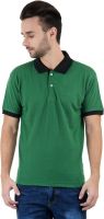 Gdivine Solid Men's Polo Neck Green T-Shirt