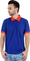Gdivine Solid Men's Polo Neck Blue T-Shirt