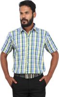 Grhk Men's Checkered Casual Yellow Shirt