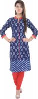 Gujari Casual Printed Women's Kurti(Blue)