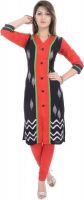 Gujari Casual Printed Women's Kurti(Black)