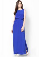 Harpa Blue Colored Solid Maxi Dress