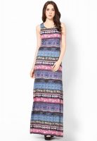 Harpa Purple Colored Printed Maxi Dress