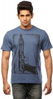Huetrap Graphic Print Men's Round Neck Blue T-Shirt
