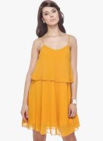 ITI Yellow Solid Peplum Dress