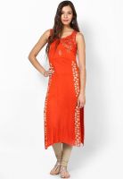 Ira Soleil Orange Printed Kurtis