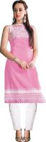 Ishin Designer Studio Party Embroidered Women's Kurti(Pink)
