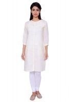 Juniper Casual Checkered Women's Kurti(White)