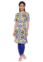 Juniper Casual Printed Women's Kurti(Yellow)