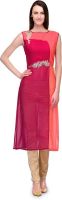 Just Wow Wedding, Party Embellished, Embroidered Women's Kurti(Orange, Purple)