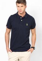 KILLER Navy Blue Solid Polo T-Shirts