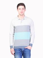 Kalt Striped Men's Polo Neck Multicolor T-Shirt