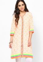 Karigari Orange Printed Kurtis