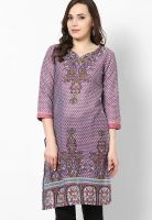 Karigari Purple Printed Kurtis