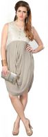 Khoobee Party, Festive Self Design Women's Kurti(Beige, White)