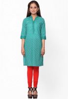 Kurti'S Green Printed Kurtis