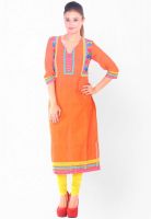 Kurti'S Orange Printed Kurtis