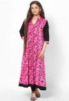 Kurti'S Pink Printed Anarkali