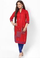 Kurti'S Red Printed Kurta