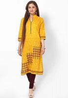 Kurti'S Yellow Printed Kurta