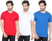 LUCfashion Solid Men's Round Neck Red, White, Blue T-Shirt(Pack of 3)