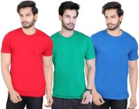 LUCfashion Solid Men's Round Neck Red, Green, Blue T-Shirt(Pack of 3)