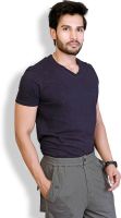 LUCfashion Solid Men's V-neck Black T-Shirt