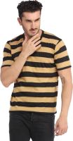 Leana Solid Men's V-neck Yellow, Black T-Shirt