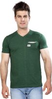 Maniac Printed Men's V-neck Dark Green T-Shirt