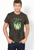 Marvel Olive Printed Round Neck T-Shirts