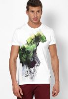 Marvel White Printed Round Neck T-Shirts