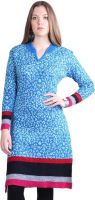 Montrex Casual, Festive, Party Houndstooth, Solid Women's Kurti(Blue, Multicolor) Montrex Casual, Festive, Party Houndstooth, Solid Women's Kurti(Blue, Multicolor)