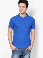Mufti Aqua Blue Solid Polo T-Shirts