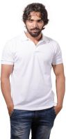 One11 Solid Men's Polo Neck White T-Shirt