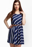 Oxolloxo Blue Colored Printed Skater Dress