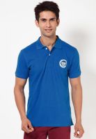 People Blue Solid Polo T-Shirts