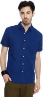 People Men's Solid Casual Blue Shirt