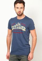 Pepe Jeans Blue Graphic Round Neck T-Shirts