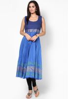 Peppertree Blue Cotton Flared Kurta