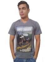 Port Blair Printed Men's V-neck Grey T-Shirt