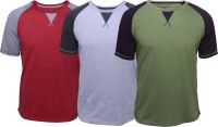 Poshuis Solid Men's Round Neck Red, Green, Grey T-Shirt(Pack of 3)