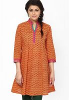 Prakhya Orange Printed Kurta