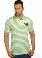 Provogue Striped Men's Round Neck Green T-Shirt