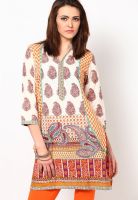 Rain & Rainbow 100% Cotton Cream Kurti