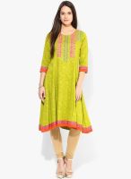 Rangmanch By Pantaloons Green Printed Kurtas