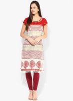 Rangmanch By Pantaloons Off White Printed Kurtas