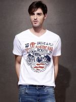 Roadster Printed Men's V-neck White T-Shirt