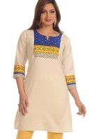 Salwar Studio Cream Printed Kurtis