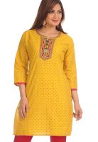Salwar Studio Yellow Embroidered Kurtas
